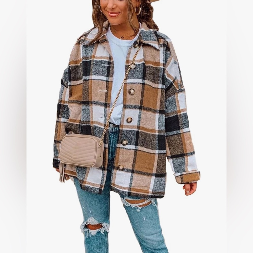 Plaid Button-Up Shacket - Picture 4 of 5